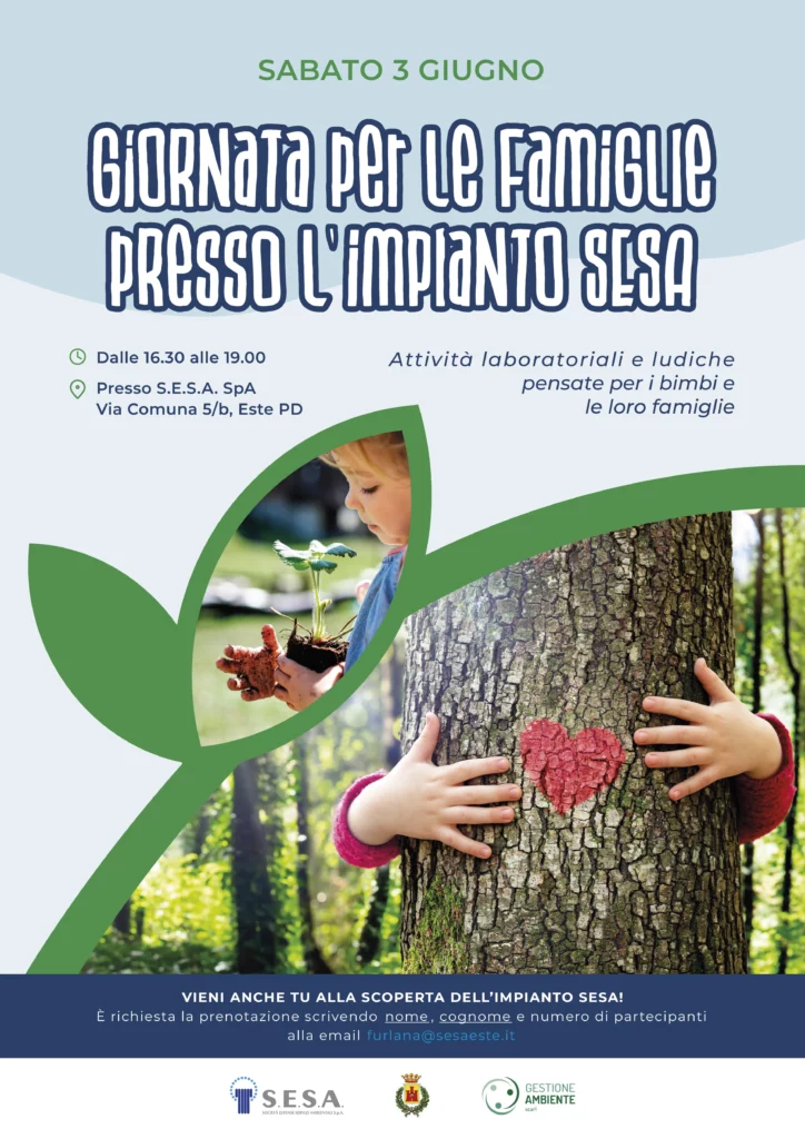 Una giornata speciale per i piccoli ecologisti: il 3 giugno i laboratori di Educazione Ambientale prendono vita presso gli impianti di S.E.S.A. Spa di Este